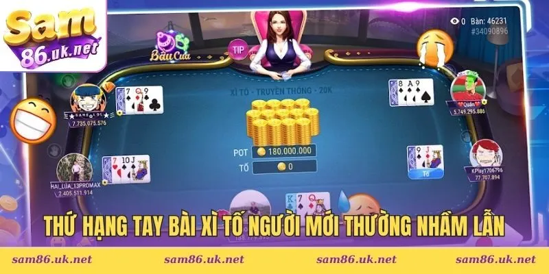 thứ hạng tay bài xì tố
